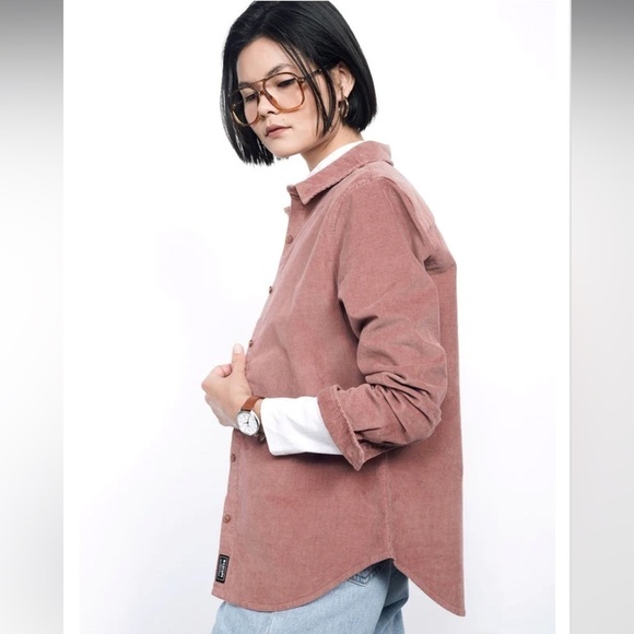 Wildfang Essential Corduroy Long Sleeve Button Up Shirt 2X Cream White Western - Picture 13 of 16